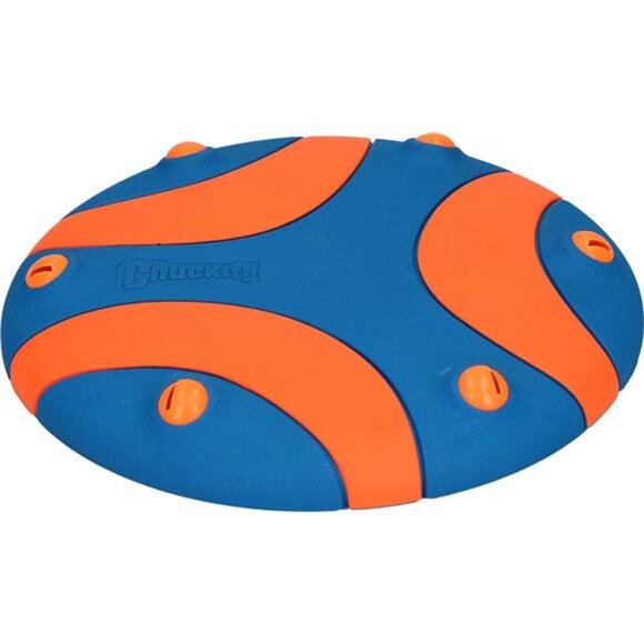 Whistle Flight Outdoor Dog Toy, Orange and Blue - Picture 4 of 5